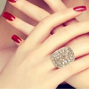 Natural Imperial Topaz Cocktail Ring YG and Platinum over Sterling Silver